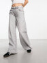 Bershka high waisted wide leg jeans in washed grey