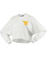 Фото #7 товара Women's White West Virginia Mountaineers Raw Hem Cropped Long Sleeve T-shirt