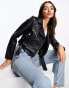 Фото #1 товара Stradivarius faux leather biker jacket in black