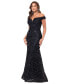 ფოტო #3 პროდუქტის Women's 3D Sequin Off-The-Shoulder Gown