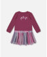 Фото #1 товара Big Girls Bi-Material Dress With Tulle Skirt Burgundy