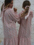 Labelrail x Collyer Twins frill midaxi dress with balloon sleeves in pink ditsy print