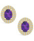 ფოტო #3 პროდუქტის Amethyst (1-5/8 ct. t.w.) and Diamond (1/2 ct. t.w.) Halo Stud Earrings in 14K Yellow Gold