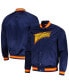 Men's Navy Golden State Warriors Hardwood Classics Throwback Wordmark Raglan Full-Snap Jacket