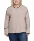 ფოტო #1 პროდუქტის Plus Size Long Sleeve Contrast Piped Blouse