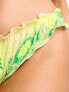 Фото #2 товара Vero Moda frill bikini bottoms in lime snake print