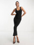 Фото #1 товара Fashionkilla sculpted scoop neck maxi dress in black