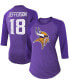 ფოტო #1 პროდუქტის Women's Justin Jefferson Purple Minnesota Vikings Team Player Name Number Tri-Blend Raglan 3/4 Sleeve T-shirt