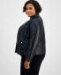 ფოტო #4 პროდუქტის Plus Size Leather Woven-Shoulder Coat