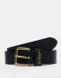 Levi's Calypso leather belt in black with gold buckle Normal/Schwarz, 90 см - фото #2