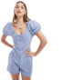 Фото #4 товара ASOS DESIGN textured romper playsuit in blue stripe