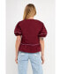 Фото #3 товара Women's Piping Detail Top with Short Puff Sleeves