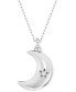 Фото #4 товара Swarovski rhodium-Plated Pavé Moon Pendant Necklace, 15-3/4" + 2-3/4"