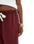 ASOS DESIGN Curve pull on trouser with contrast panel in burgundy