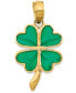 Фото #1 товара Four Leaf Green Enamel Charm Pendant in 14k Yellow Gold