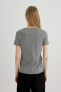 Kadın T-shirt I1080az/gr370 Grey Melange