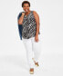 ფოტო #4 პროდუქტის Plus Size Animal Print Keyhole Sleeveless Top, Created for Macy's