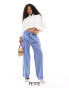 Фото #1 товара River Island petite stripe poplin pull on trousers in blue - medium