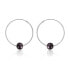 Silver earrings circles with real black pearls JL0632