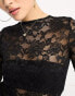 Фото #4 товара Flounce London sheer lace top in black co ord