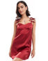 Фото #2 товара ASOS DESIGN bow strap satin mini dress in red