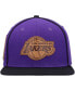 Фото #3 товара Men's Purple, Black Los Angeles Lakers Heritage Leather Patch Snapback Hat