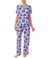 ფოტო #1 პროდუქტის Women's 2-Pc. Short-Sleeve Floral Pajamas Set