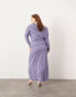 ASOS EDITION Curve jersey long sleeve slouchy maxi dress with layering detail in blue