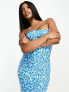 Фото #7 товара Vesper bandeau midi dress in blue ditsy floral