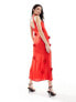 Фото #5 товара Hope & Ivy Valentine's high neck maxi dress with thigh split in red