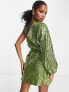 Фото #2 товара Collective the Label Petite exclusive one sleeve tie waist sequin mini dress in lime