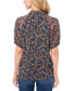 ფოტო #2 პროდუქტის Women's Printed Split-Neck Raglan-Sleeve Blouse