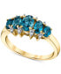 ფოტო #1 პროდუქტის Blue Topaz (1-3/4 ct. t.w.) & Diamond (1/20 ct. t.w.) Graduated Statement Ring in 10k Gold