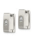 Stainless Steel Brushed Polished CZ Square Hinged Earrings