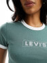 Фото #5 товара Levi's mini ringer t-shirt with chest text logo in green