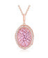 Sterling Silver 18K Rose Plated Cubic Zirconia Oval Pink Pendant