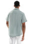 ASOS DESIGN short sleeve relaxed revere collar texture shirt in green grün, XS - Chest 36 - фото #4