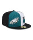 Фото #1 товара Men's Midnight Green, Black Philadelphia Eagles 2023 Sideline 59FIFTY Fitted Hat