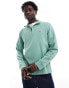 Фото #2 товара Polo Ralph Lauren icon logo half zip double knit jacquard sweatshirt in light green