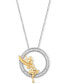 ფოტო #1 პროდუქტის Diamond Tinker Bell Circle Pendant Necklace (1/10 ct. t.w.) in Sterling Silver & Gold-Plate, 16" + 2" extender