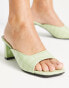 Фото #3 товара RAID Wide Fit Mabelle square toe mid heel mules in green croc