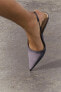 Фото #4 товара Туфли-мюли из ткани на среднем тонком каблуке ZARA