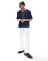 ASOS DESIGN oversized button up baseball t-shirt with contrast piping in navy