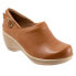 Softwalk Minna S2253-215 Womens Brown Narrow Leather Clog Flats Shoes