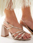 Фото #2 товара Be Mine Wide Fit Bridal Adilette asymmetric strap block heel sandals in blush