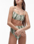 Topshop ruched bandeau bikini top in green tie dye print grün, 46 - фото #1