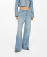 ფოტო #1 პროდუქტის Women's Frayed Ends Detail Wideleg Jeans