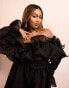 Фото #2 товара ASOS LUXE Curve off shoulder frill mini dress with wired hem & corsetted waist in black