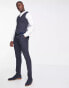 Фото #2 товара Noak skinny suit waistcoat in navy Glen check worsted wool blend