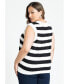 Фото #3 товара Plus Size Striped High Neck Sweater Tank